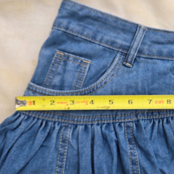 GOTH BOHEMIAN BLUE DENIM RUFFLE IRREGULAR HEM HIGH LOW SKIRT 2x 18 20 - Picture 15 of 16